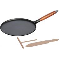 Staub Cast Iron 11-inch Crepe Pan with Spreader & Spatula - Matte Black, Made in France