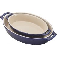 STAUB Ceramics Oval Baking Dish Set, 2-piece, Dark Blue