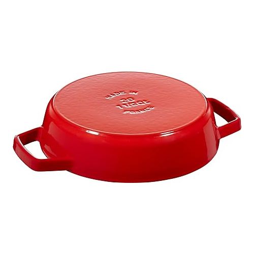  Staub 40511-661 Two-Handled Frying Pan, Cherry 7.9 inches (20 cm), Double Handle Frying Pan, Skillet, Double Handle, Enamel, Induction Compatible