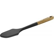 STAUB Silcone Spatula, Great for Mixing, Folding, Scraping, and Spreading, Durable BPA-Free Matte Black Silicone, Acacia Wood Handles, Safe for Nonstick Cooking Surfaces