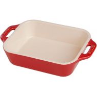 Staub Ceramic Rectangular Gratin Dish, Cherry, 10.5