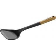 STAUB Wok Spatula, Perfect for Scooping, Flipping, Stirring, and Turning Stir Fries, One Size, Durable BPA-free Matte Black Silicone, Acacia Wood Handles, Safe for Nonstick Cooking Surfaces