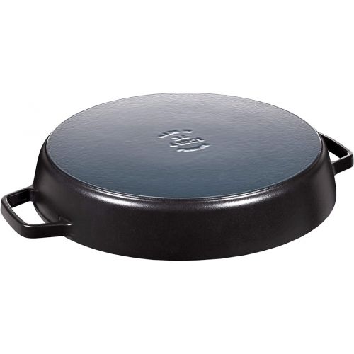  Staub Cast Iron 13-inch Double Handle Fry Pan - Matte Black, Made in France