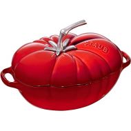 STAUB Cast Iron Dutch Oven 3-qt Tomato Cocotte, Made in France, Serves 2-3, Cherry
