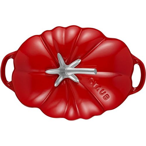  STAUB Cast Iron Dutch Oven 3-qt Tomato Cocotte, Made in France, Serves 2-3, Cherry