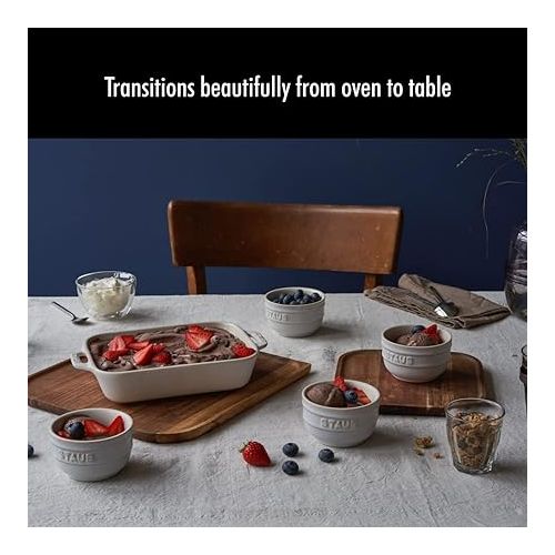  STAUB Ceramics Rectangular Baking Dish Set, 2 pc, Rustic Ivory
