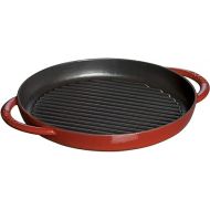 Staub 40510-309 Pure Grill Round Cherry, 10.2 inches (26 cm), Double Handed, Cast Enamel, Induction Compatible, Grill & Frying Pan