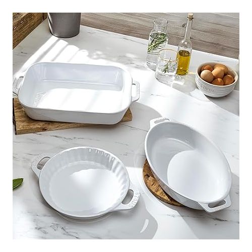  Staub Ceramic Baking Dish Set, 3pc, White