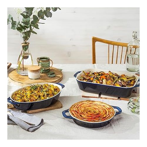  Staub Ceramic Baking Dish Set, 3pc, Dark Blue