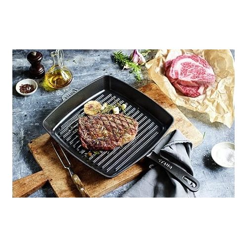  Staub Cast Iron 12-inch Square Grill Pan - Matte Black, Made in France