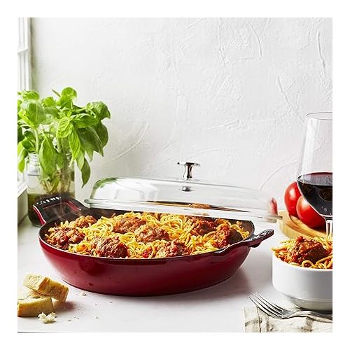  STAUB Braiser with Glass Lid, 3.5-Qt, Cherry