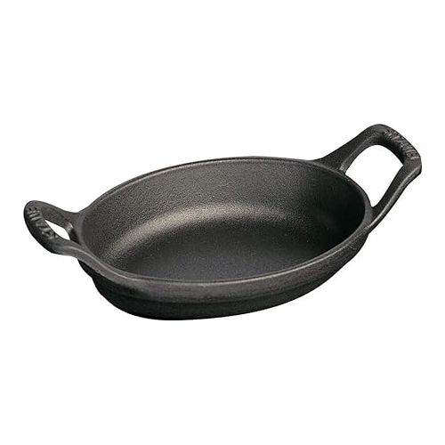  Staub Cast Iron 5.5-inch x 3.8-inch Mini Oval Gratin Baking Dish - Matte Black, Made in France