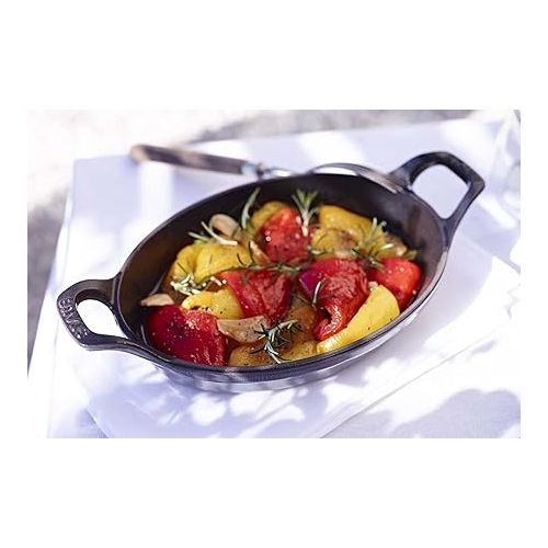  Staub Cast Iron 5.5-inch x 3.8-inch Mini Oval Gratin Baking Dish - Matte Black, Made in France