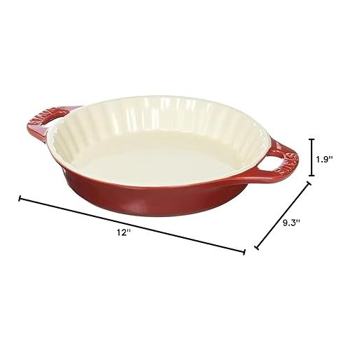  STAUB Ceramics Bakeware-Pie-Pans Dish, 9-inch, Cherry