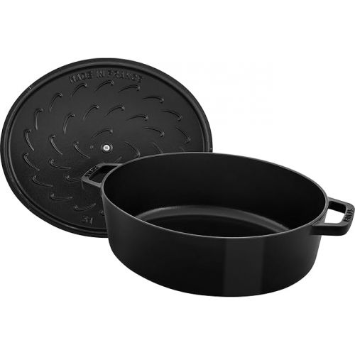  STAUB Specialty Shaped Cast Iron 6.25-qt Shallow Oval Dutch Oven-Black