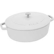 STAUB Specialty Shaped Cast Iron 6.25-qt Shallow Oval Dutch Oven-White