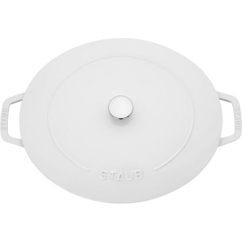  STAUB Specialty Shaped Cast Iron 6.25-qt Shallow Oval Dutch Oven-White