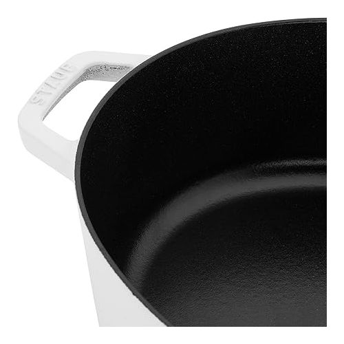  STAUB Specialty Shaped Cast Iron 6.25-qt Shallow Oval Dutch Oven-White