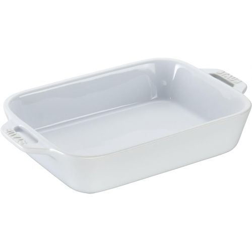  Staub Ceramics 4-pc Baking Pans Set, Casserole Dish with Lid, Brownie Pan, White