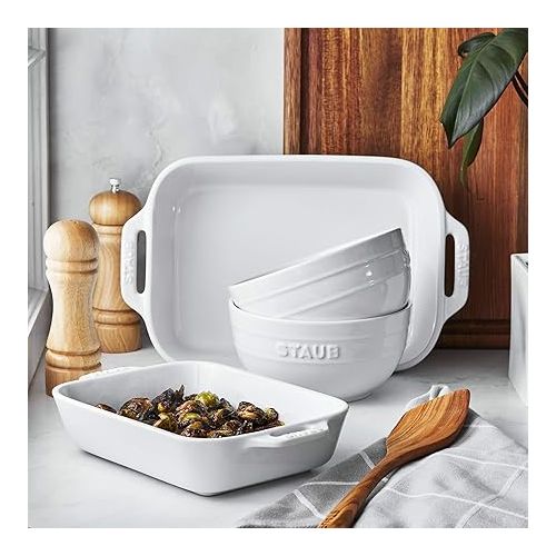  STAUB Ceramic 4-pc Baking Dish and Bowl Set - White