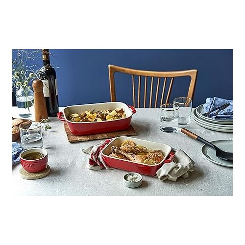  STAUB Ceramics Rectangular Baking Dish Set, 2 pc, Cherry