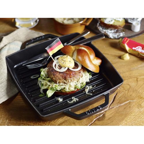  STAUB Staub 40511-783-0 Grillpfanne, rechteckige mit zwei Griffen, 33 cm, Gusseisen, schwarz