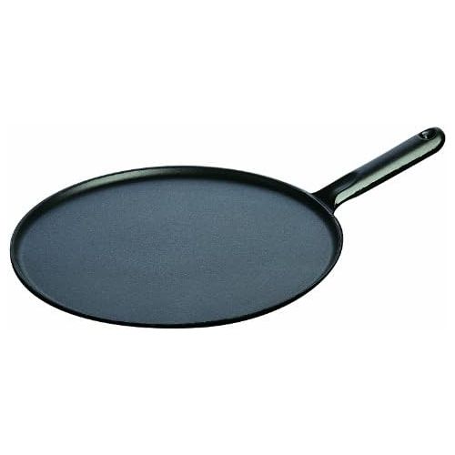  Staub Crepes Pfanne mit Gusseisengriff, rund (30 cm, induktionsgeeignet, mit mattschwarzer Emaillierung im Inneren der Pfanne, inklusive 1 Verteiler und 1 Spatel), schwarz