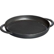 Staub Grillpfanne rund (26 cm, induktionsgeeignet, mit mattschwarzer Emaillierung im Inneren der Pfanne) schwarz