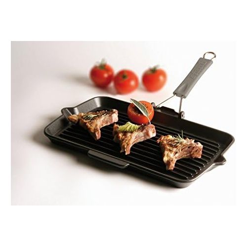  STAUB Gusseisen Grillpfanne, rechteckig, mit Silikongriff, 34 x 21 cm, schwarz