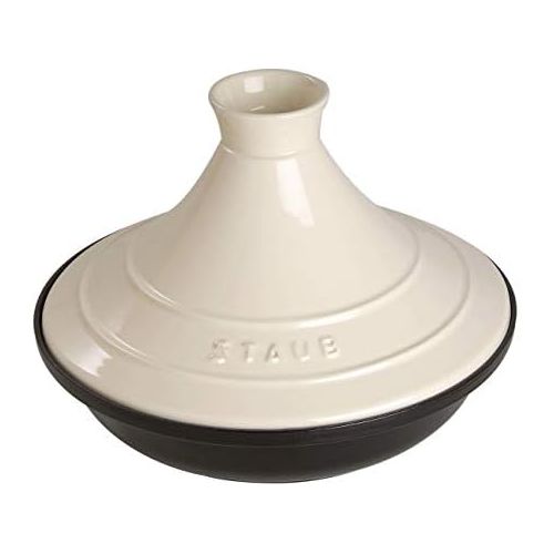  STAUB Staub 40509-394-0 Tajine, mit Sockel aus Gusseisen, Deckel aus Keramik, 20 cm, aus Gusseisen, schwarz/creme