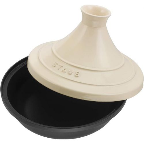  STAUB Staub 40509-394-0 Tajine, mit Sockel aus Gusseisen, Deckel aus Keramik, 20 cm, aus Gusseisen, schwarz/creme