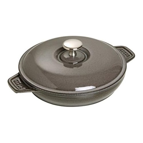  STAUB Staub Auflaufform, rund (20 cm, 0,75 L mit mattschwarzer Emaillierung im Inneren der Auflaufform) grafitgrau