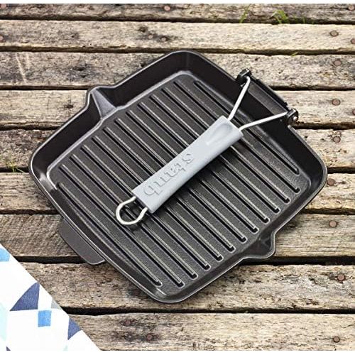  Staub 40509-344-0 Grillpfanne quadratisch mit Silikongriff 24 x 24 cm, induktionsgeeignet, mit mattschwarzer Emaillierung im Inneren der Pfanne, schwarz