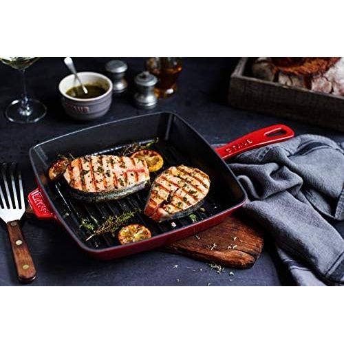  Staub 40501-111-0 Amerikanische Grillpfanne, Gusseisen, induktionsgeeignet, 30 cm, Kirschrot