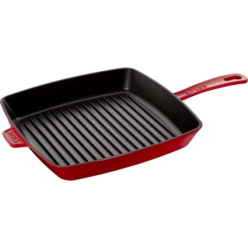  Staub 40501-111-0 Amerikanische Grillpfanne, Gusseisen, induktionsgeeignet, 30 cm, Kirschrot