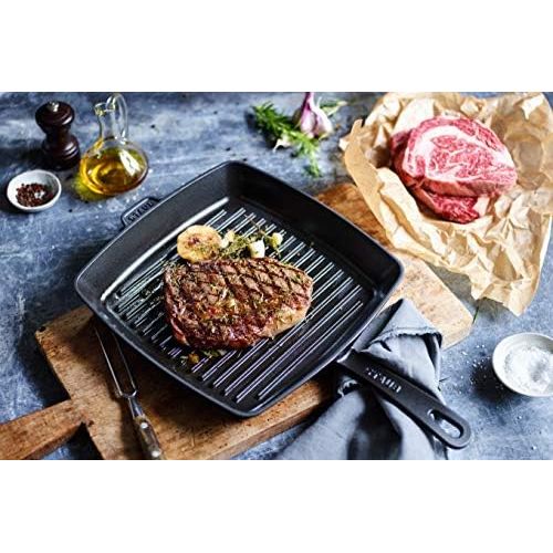  Staub 40501-106-0 Amerikanische Grillpfanne, Gusseisen, induktionsgeeignet, 26 cm, Schwarz