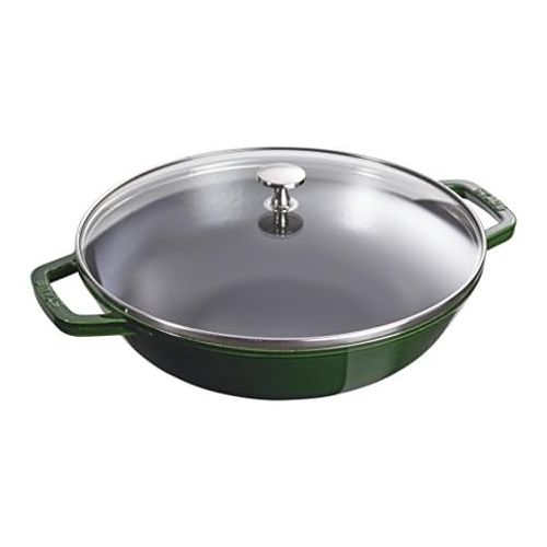  STAUB Wok 30 cm, Gusseisen, Induktionsgeeignet, Basilikumgruen