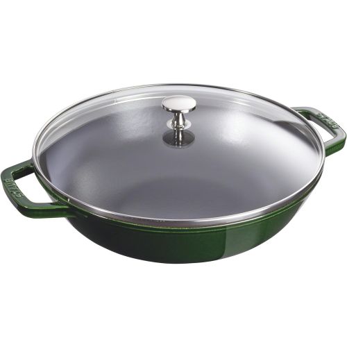  STAUB Wok 30 cm, Gusseisen, Induktionsgeeignet, Basilikumgruen