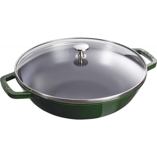  STAUB Wok 30 cm, Gusseisen, Induktionsgeeignet, Basilikumgruen