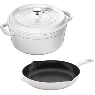 STAUB 40506-550 Cast Iron Cookware Set, 3-pc, White
