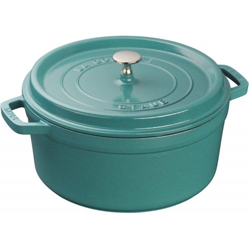  Staub Cast Iron 5.5-qt Round Cocotte - Turquoise