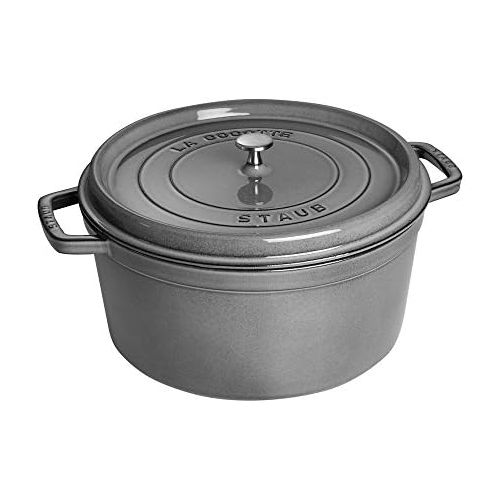  Staub 1103418 Round Cocotte Oven, 13.25 quart, Graphite Grey