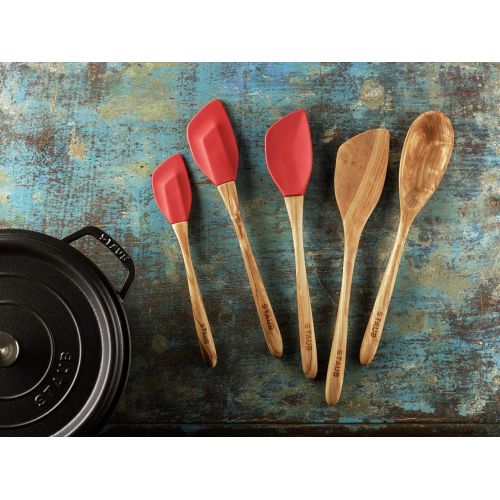  STAUB 40509-240 Accessories Olivewood Silicone Spatula, 10, Grenadine, inch