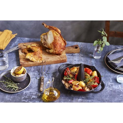  STAUB 1200023 Cast Iron Vertical Chicken Roaster, 9.5-inch, Black Matte