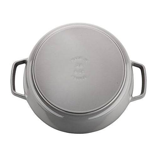  Staub Cast Iron 6-qt Cochon Shallow Wide Round Cocotte - Graphite Grey