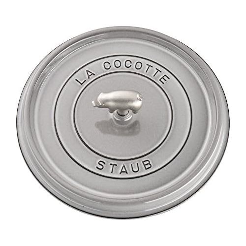  Staub Cast Iron 6-qt Cochon Shallow Wide Round Cocotte - Graphite Grey