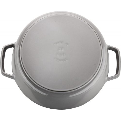  Staub Cast Iron 6-qt Cochon Shallow Wide Round Cocotte - Graphite Grey