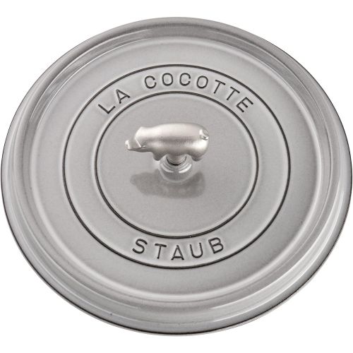  Staub Cast Iron 6-qt Cochon Shallow Wide Round Cocotte - Graphite Grey