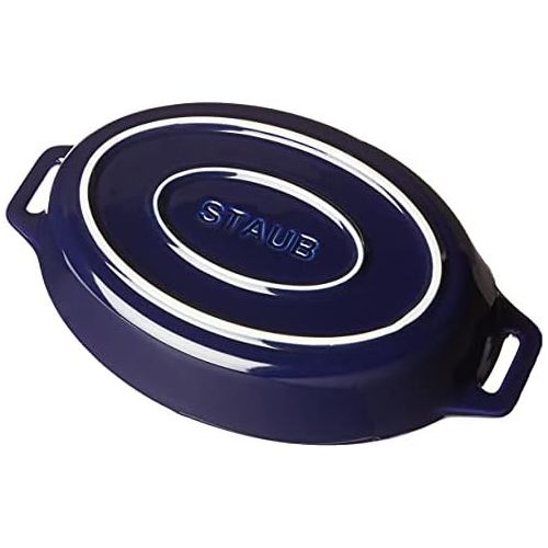  STAUB 40508-604 Ceramics Oval Baking Dish, 9-inch, Dark Blue