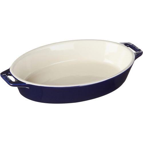  STAUB 40508-604 Ceramics Oval Baking Dish, 9-inch, Dark Blue